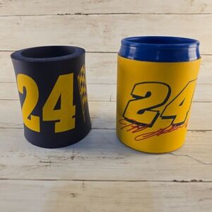 Vintage 1997 Jeff Gordon NASCAR 24 Can Cooler Koozie Set Navy Yellow 2 Piece